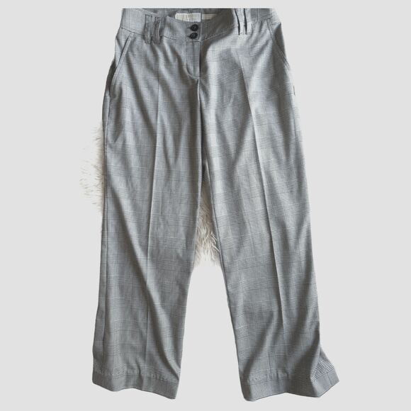 Michael Kors 4 Black & White Plaid Straight Fit Wide Leg Dress Pants Classic - Picture 1 of 9